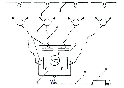 Схема соединения элементов комплектов ВКПМ-1 и ВКПМ-2 в минно-взрывных заграждениях